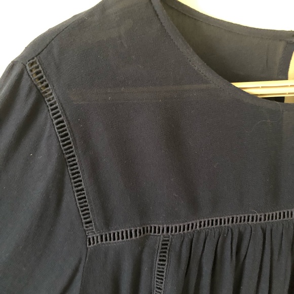 Navy long sleeve blouse w/ cutouts - Picture 2 of 3